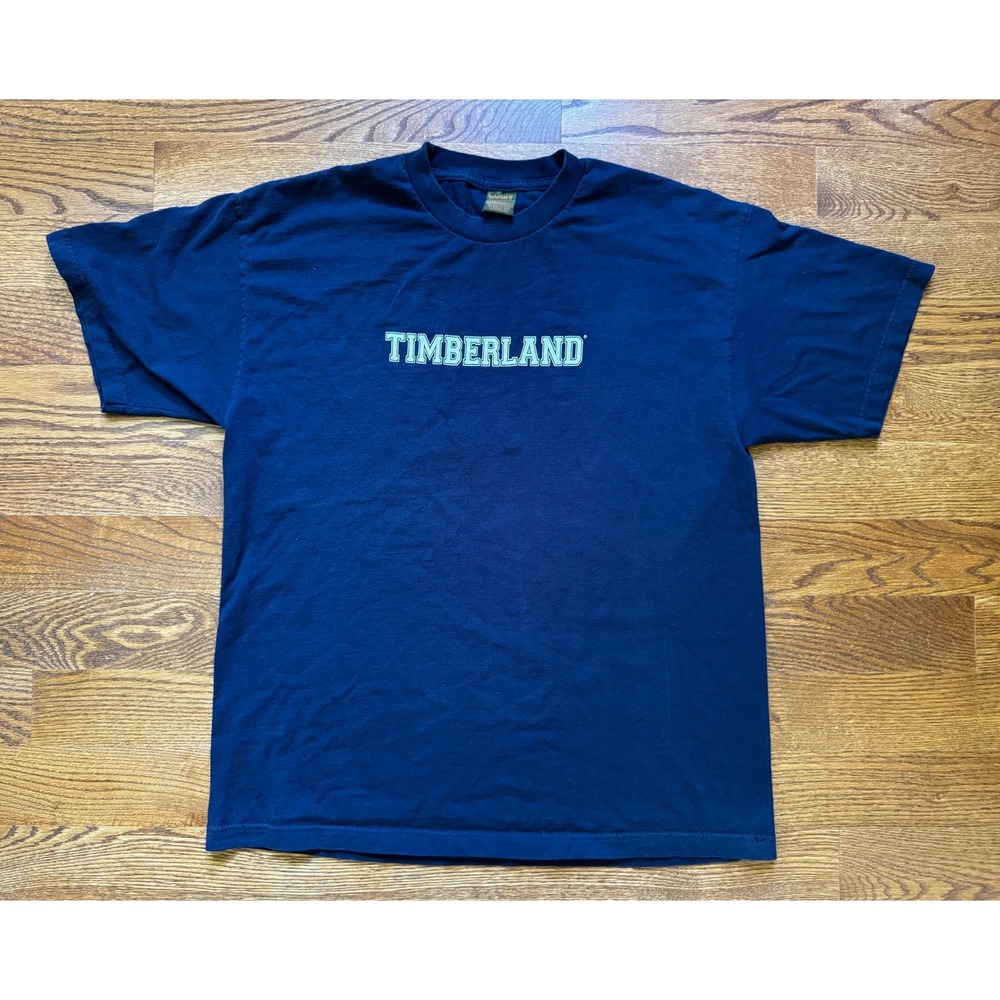Vintage Timberland Weathergear T-Shirt Mens XL Navy Blue Made in USA Cotton Tee